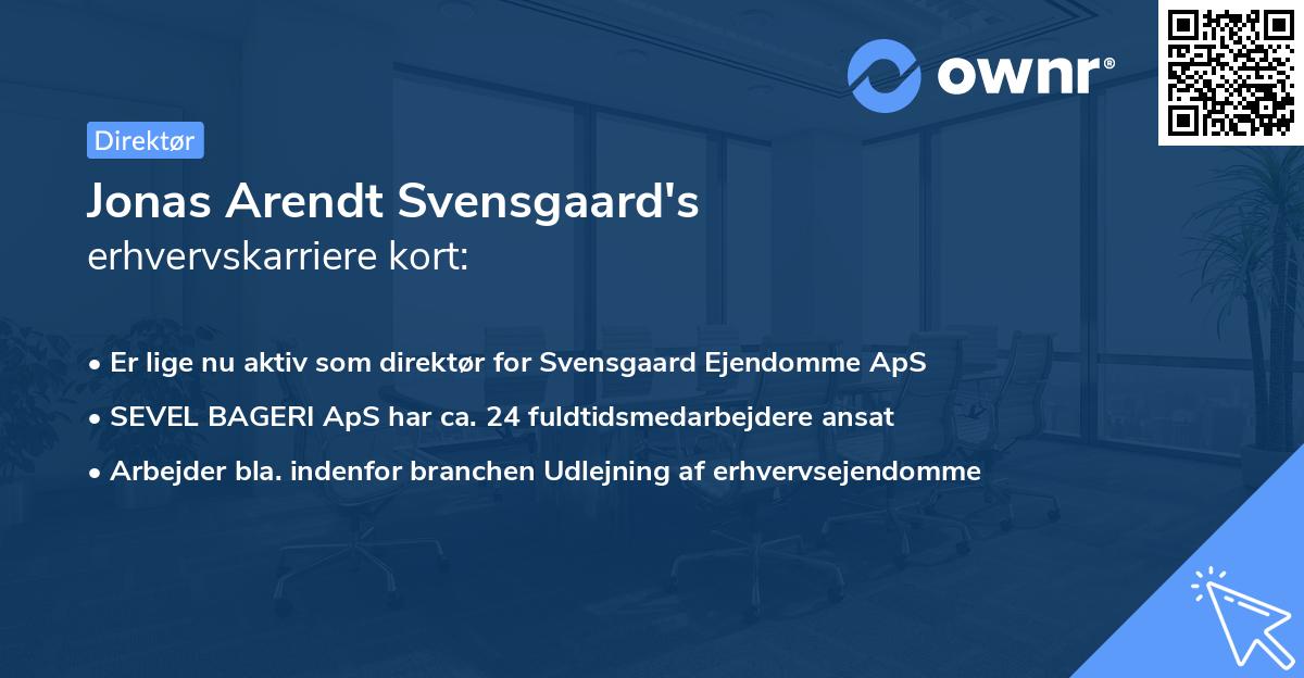 Jonas Arendt Svensgaard's erhvervskarriere kort