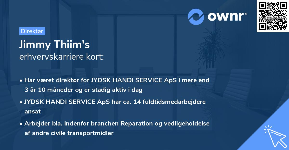 Jimmy Thiim's erhvervskarriere kort