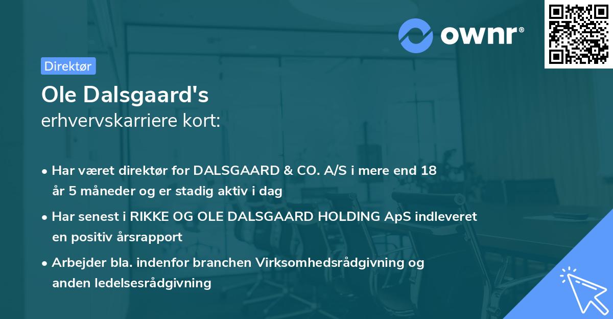 Ole Dalsgaard's erhvervskarriere kort