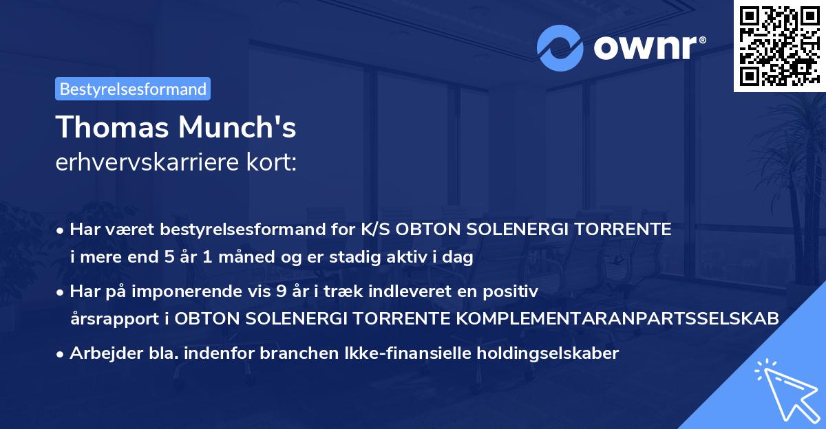 Thomas Munch's erhvervskarriere kort