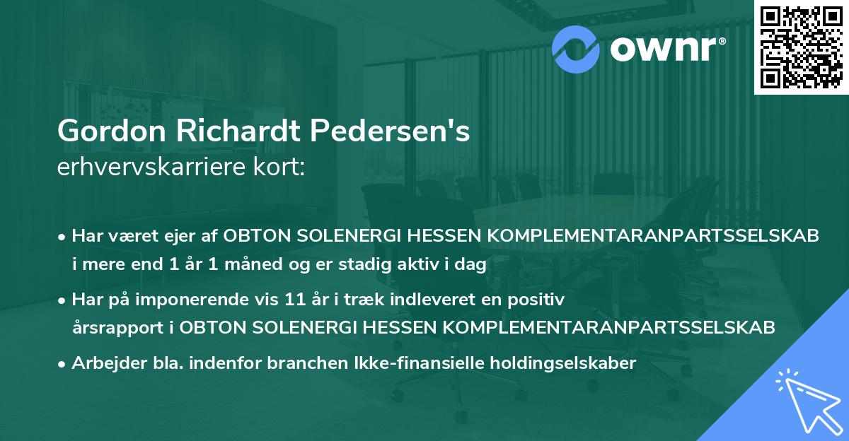 Gordon Richardt Pedersen's erhvervskarriere kort