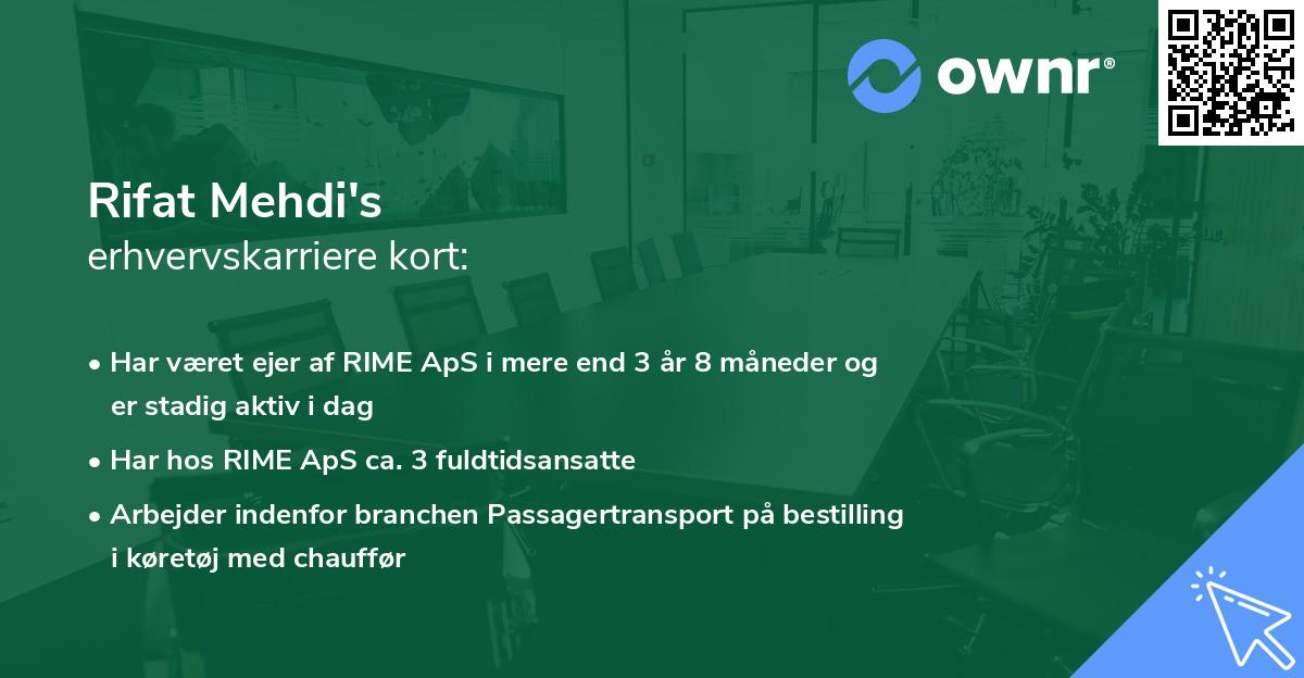 Rifat Mehdi's erhvervskarriere kort