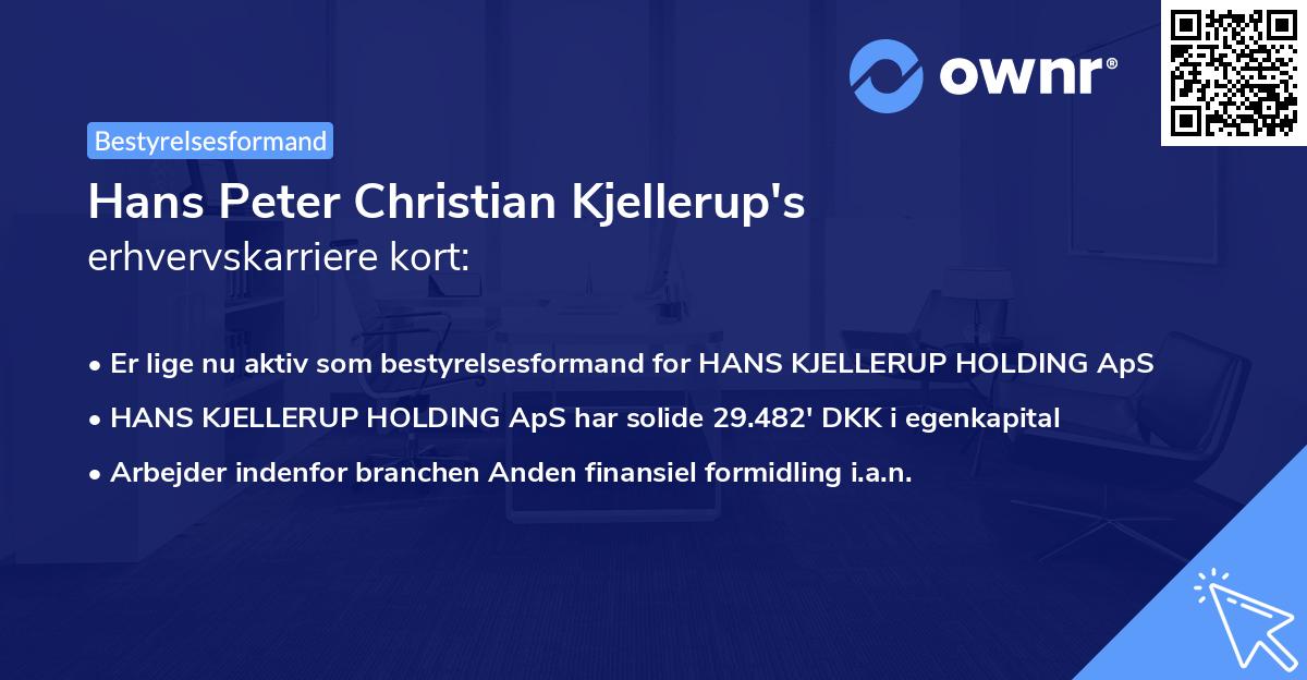 Hans Peter Christian Kjellerup's erhvervskarriere kort