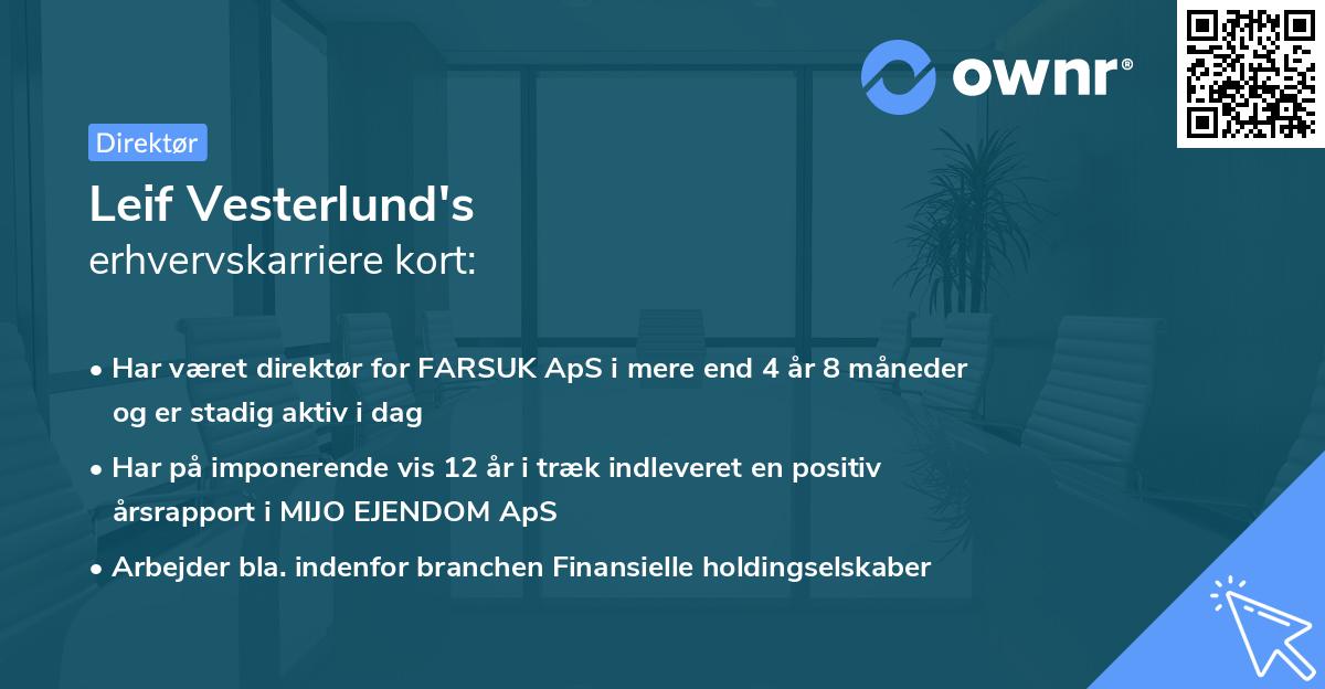 Leif Vesterlund's erhvervskarriere kort