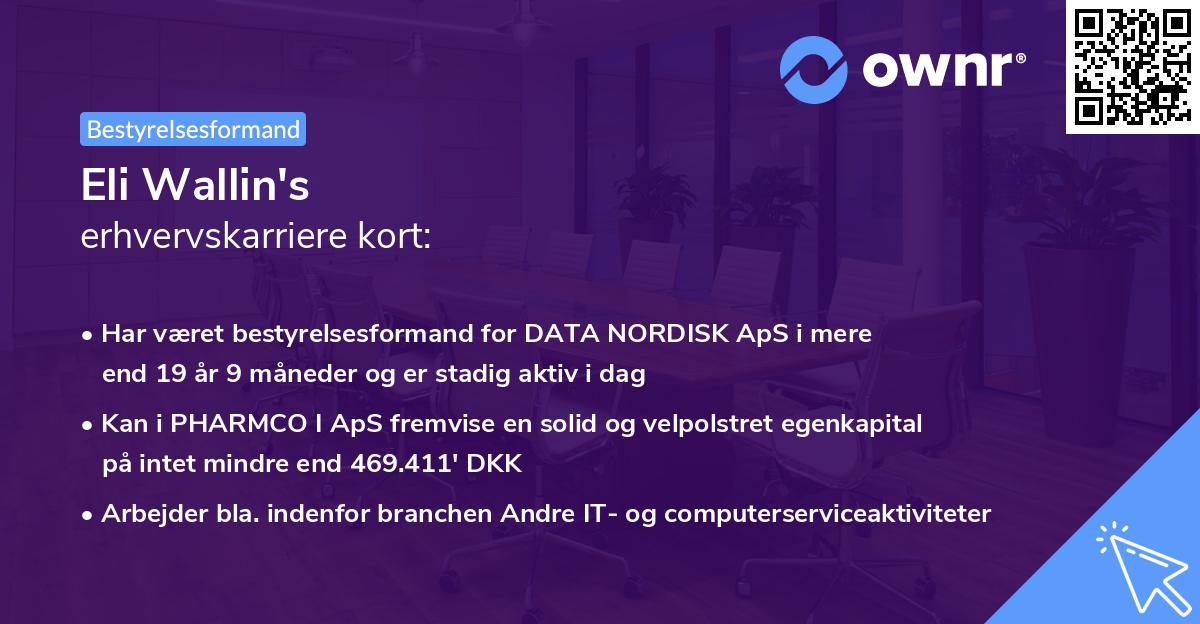 Eli Wallin's erhvervskarriere kort