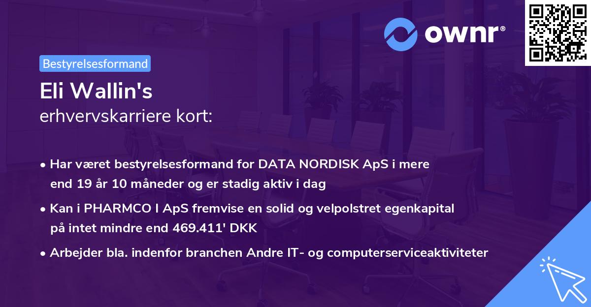Eli Wallin's erhvervskarriere kort