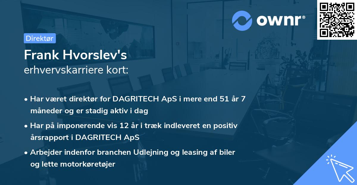 Frank Hvorslev's erhvervskarriere kort