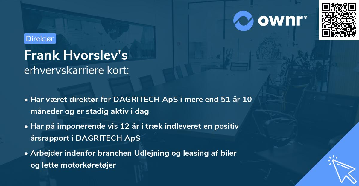 Frank Hvorslev's erhvervskarriere kort