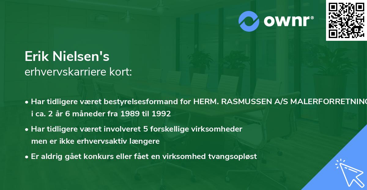 Erik Nielsen's erhvervskarriere kort