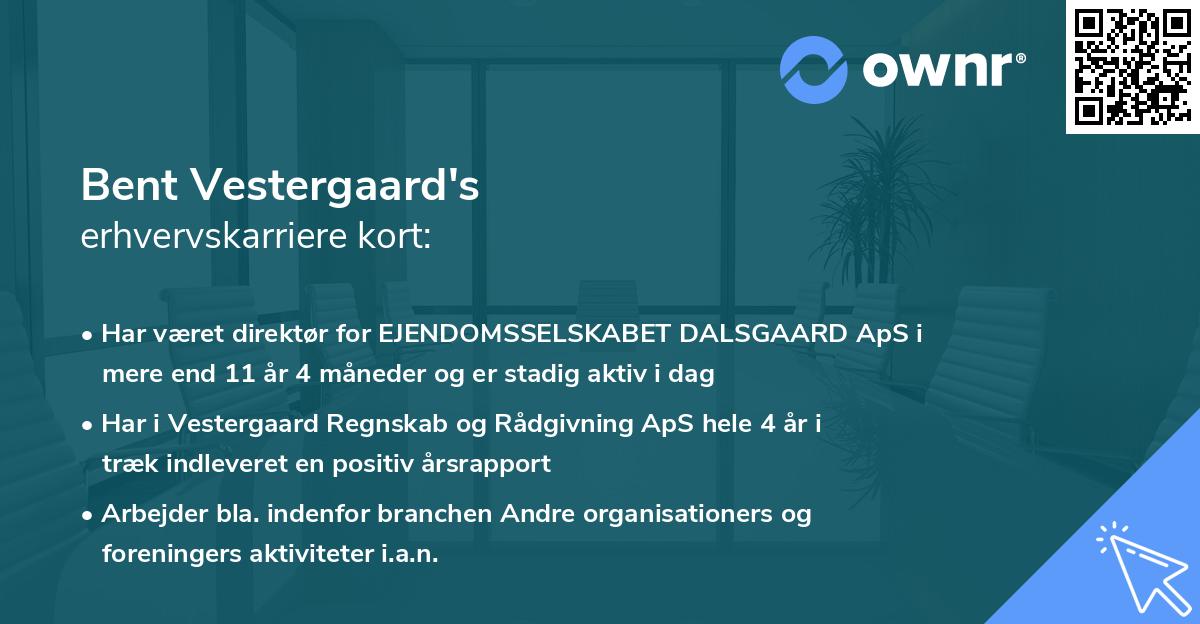 Bent Vestergaard's erhvervskarriere kort