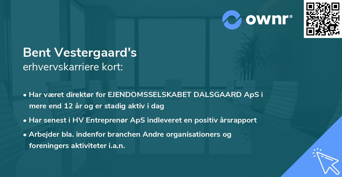 Bent Vestergaard's erhvervskarriere kort