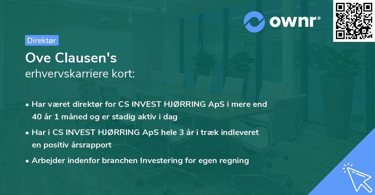 Ove Clausen's erhvervskarriere kort
