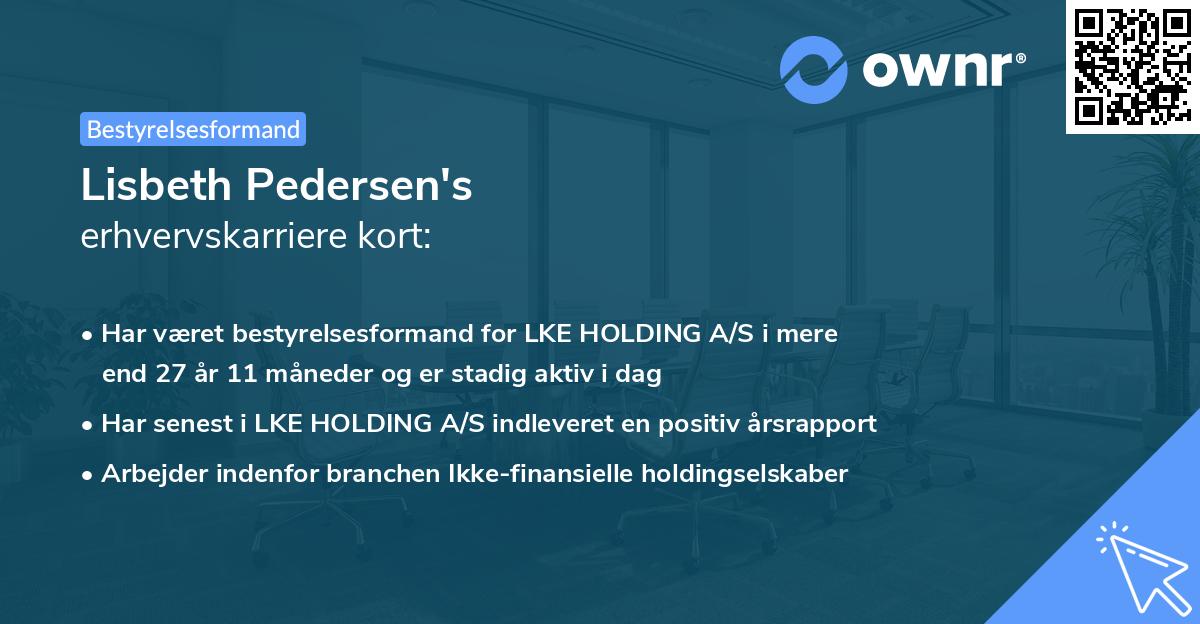 Lisbeth Pedersen's erhvervskarriere kort