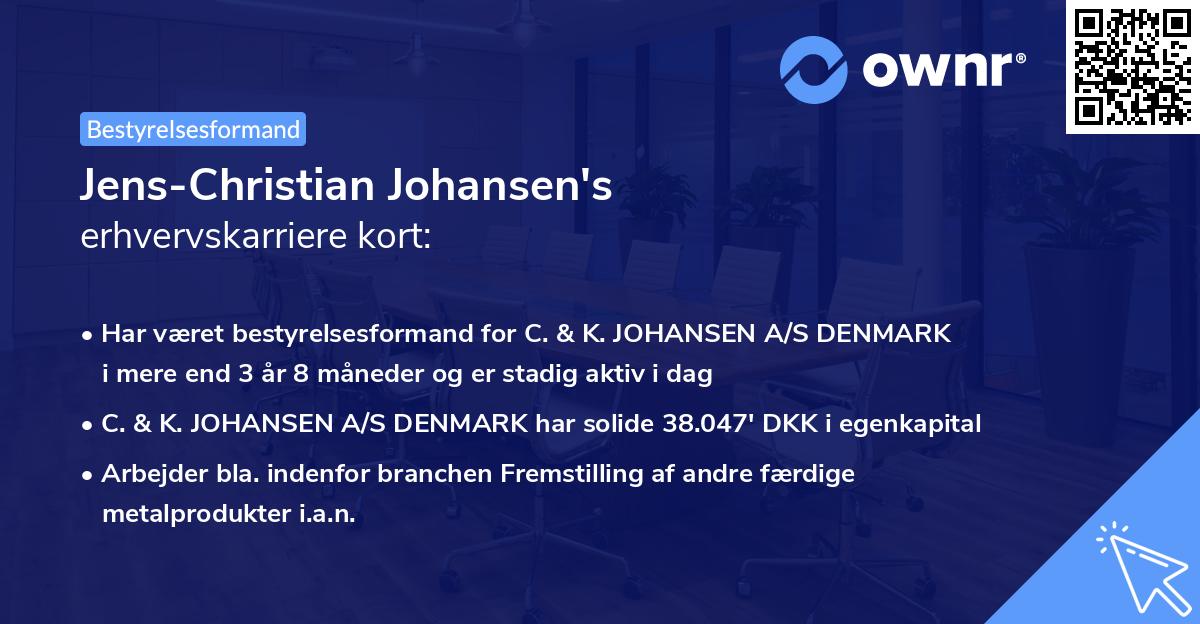 Jens-Christian Johansen's erhvervskarriere kort