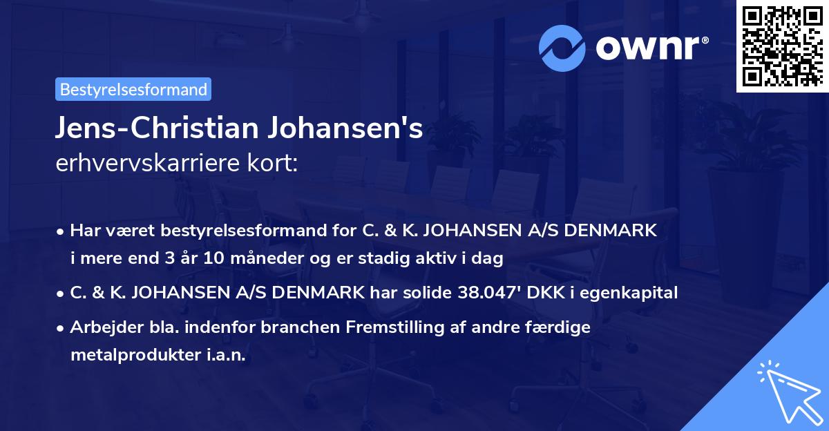 Jens-Christian Johansen's erhvervskarriere kort