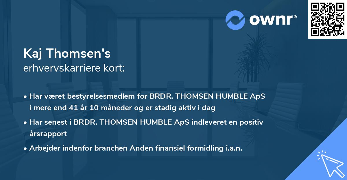 Kaj Thomsen's erhvervskarriere kort