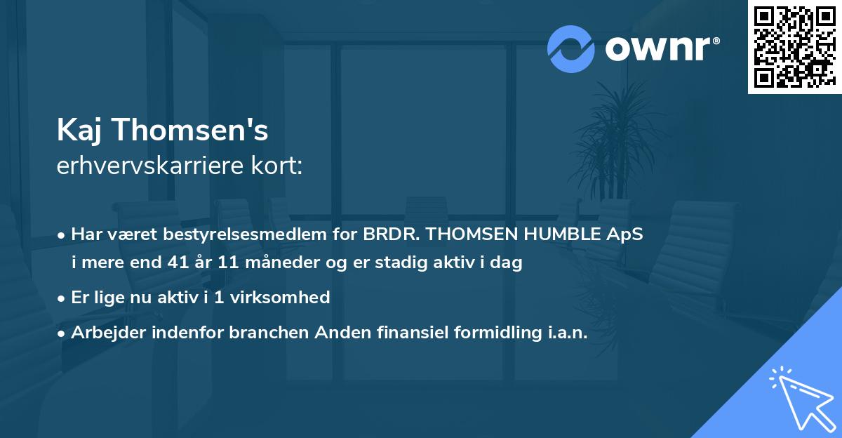 Kaj Thomsen's erhvervskarriere kort