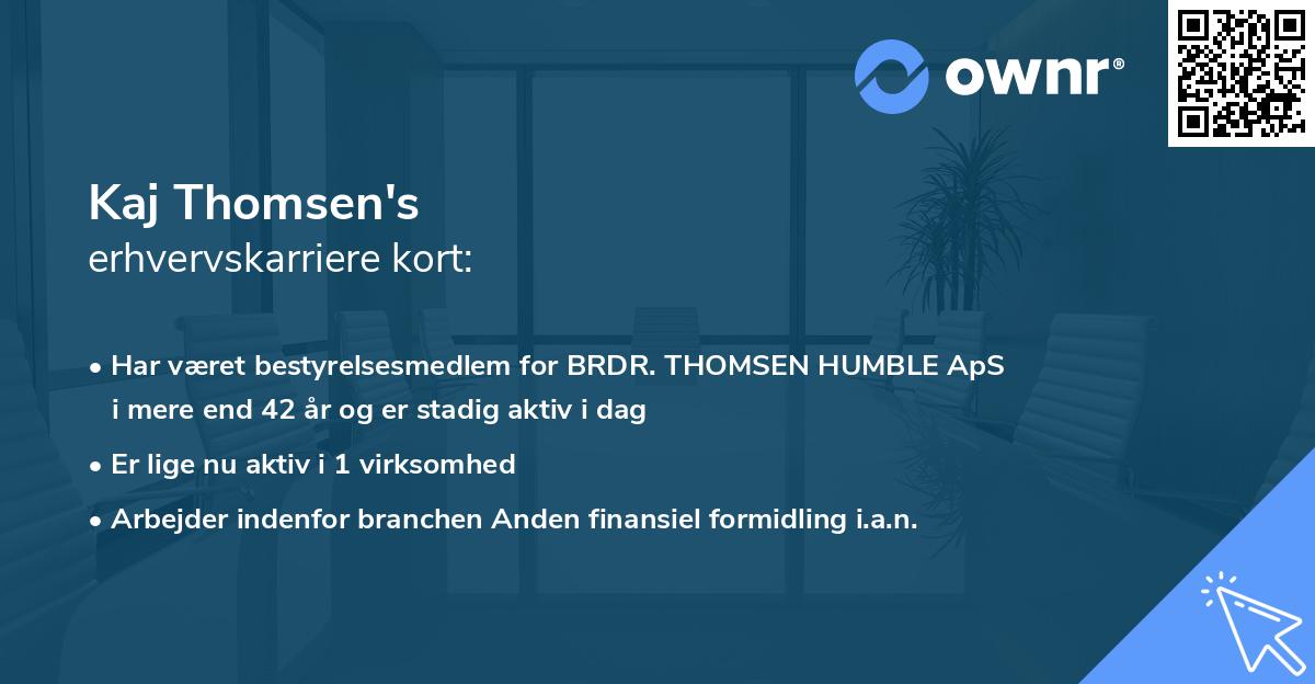 Kaj Thomsen's erhvervskarriere kort