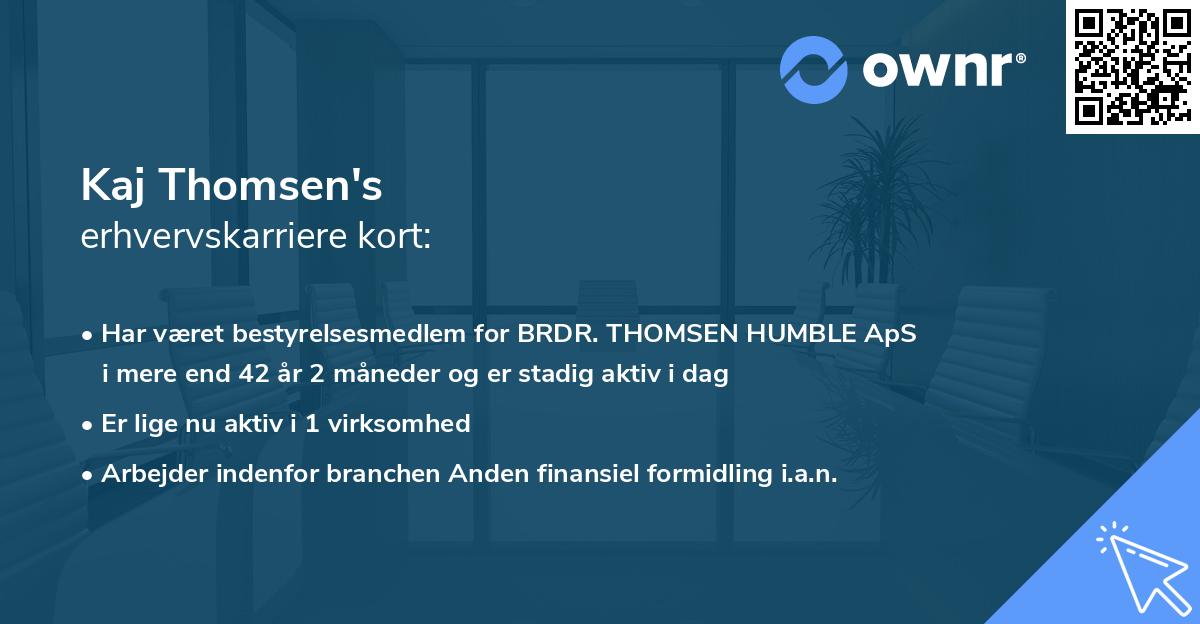 Kaj Thomsen's erhvervskarriere kort