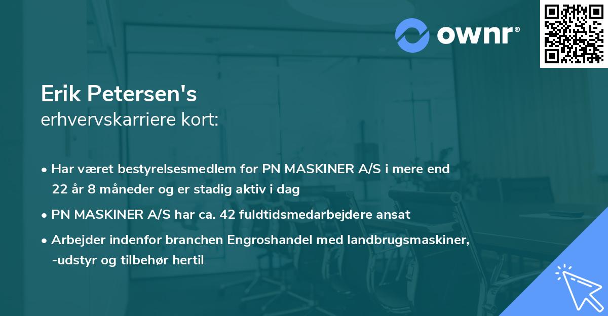 Erik Petersen's erhvervskarriere kort