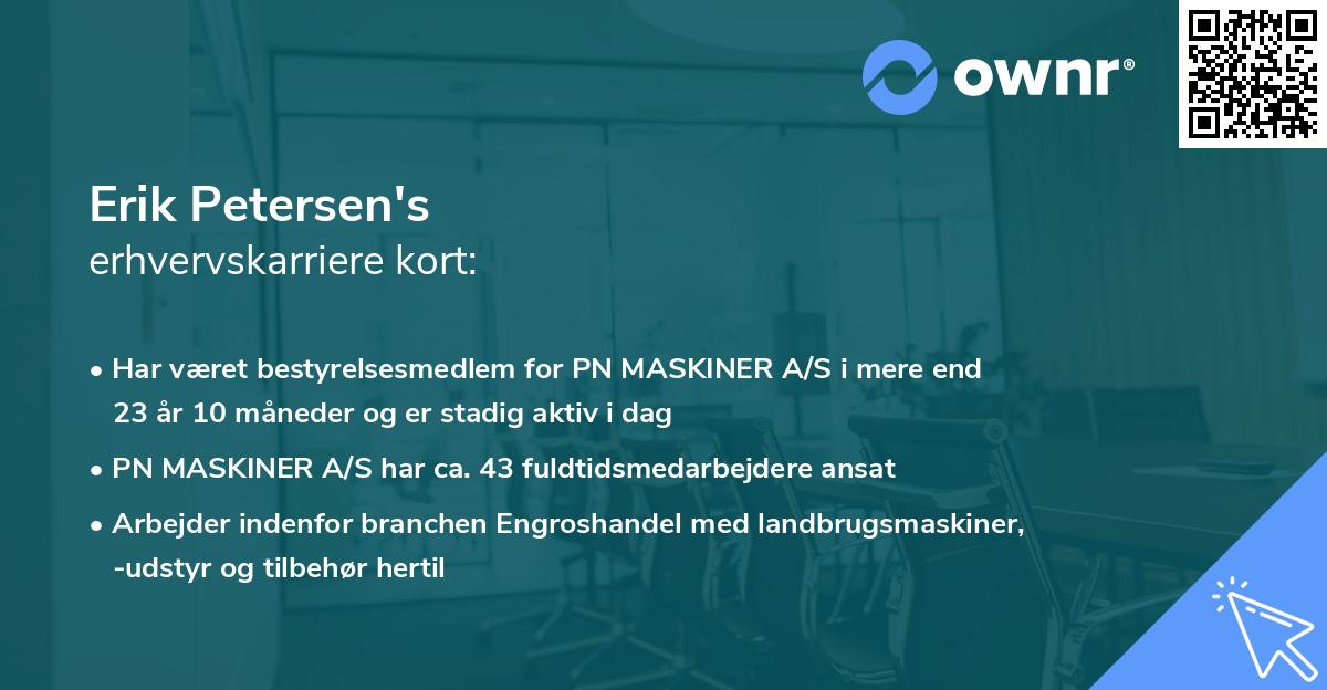 Erik Petersen's erhvervskarriere kort