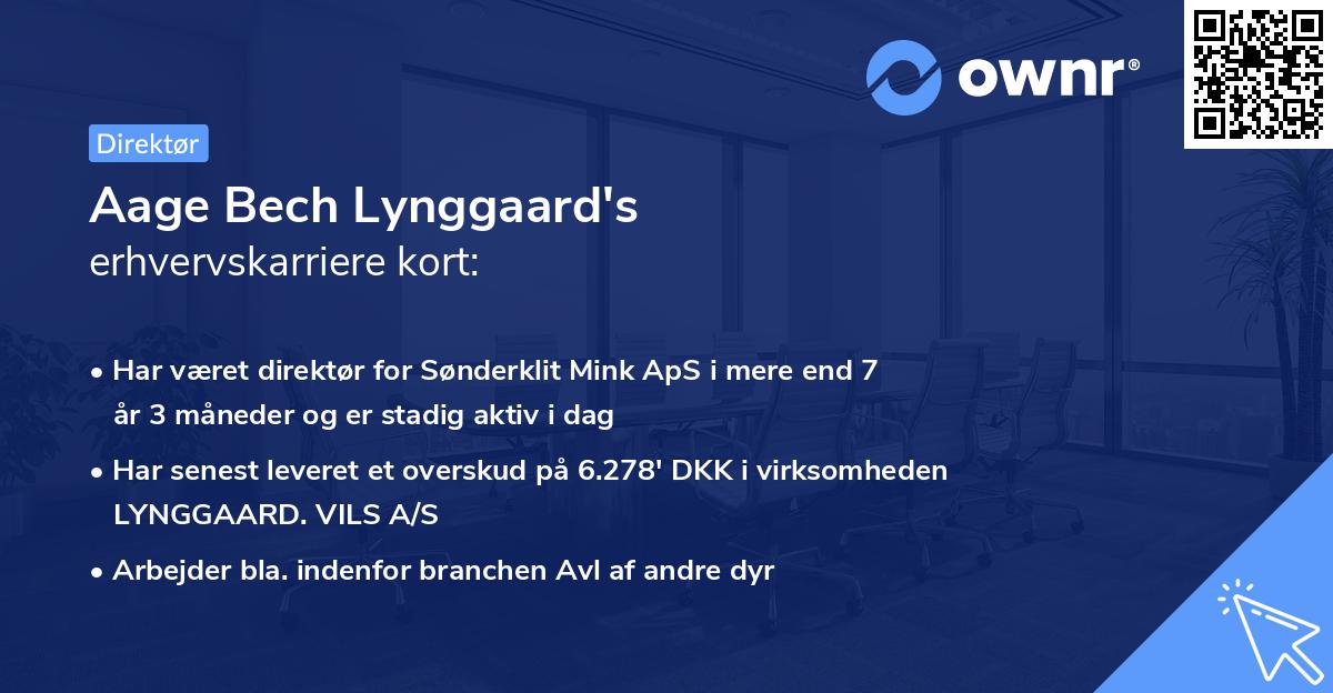 Aage Bech Lynggaard's erhvervskarriere kort