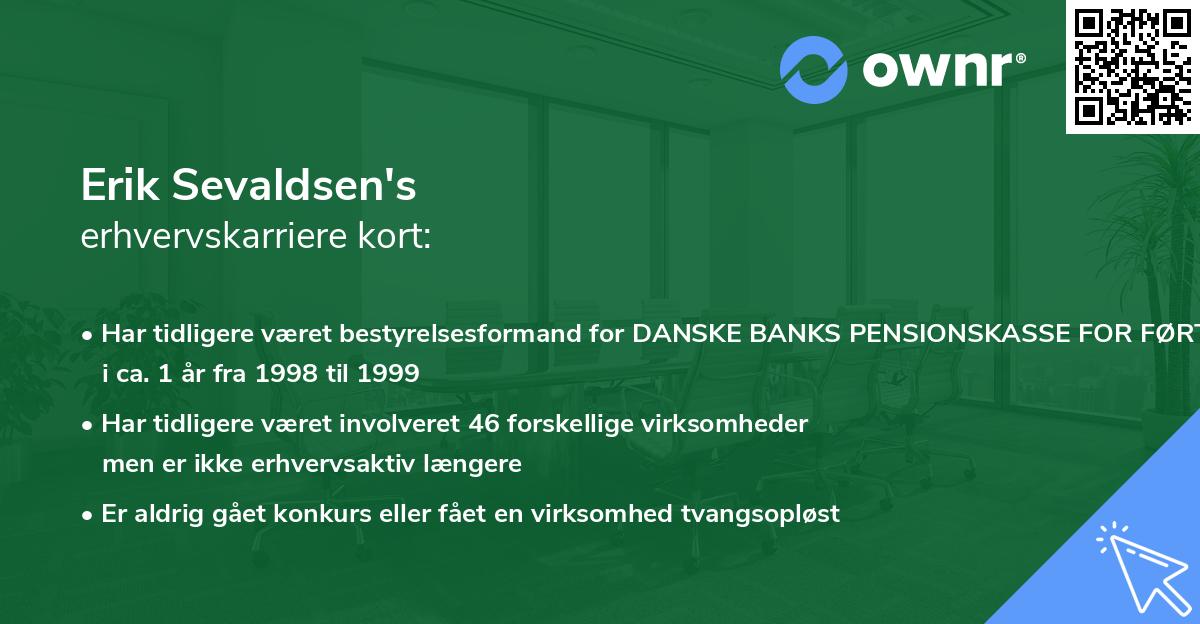 Erik Sevaldsen's erhvervskarriere kort