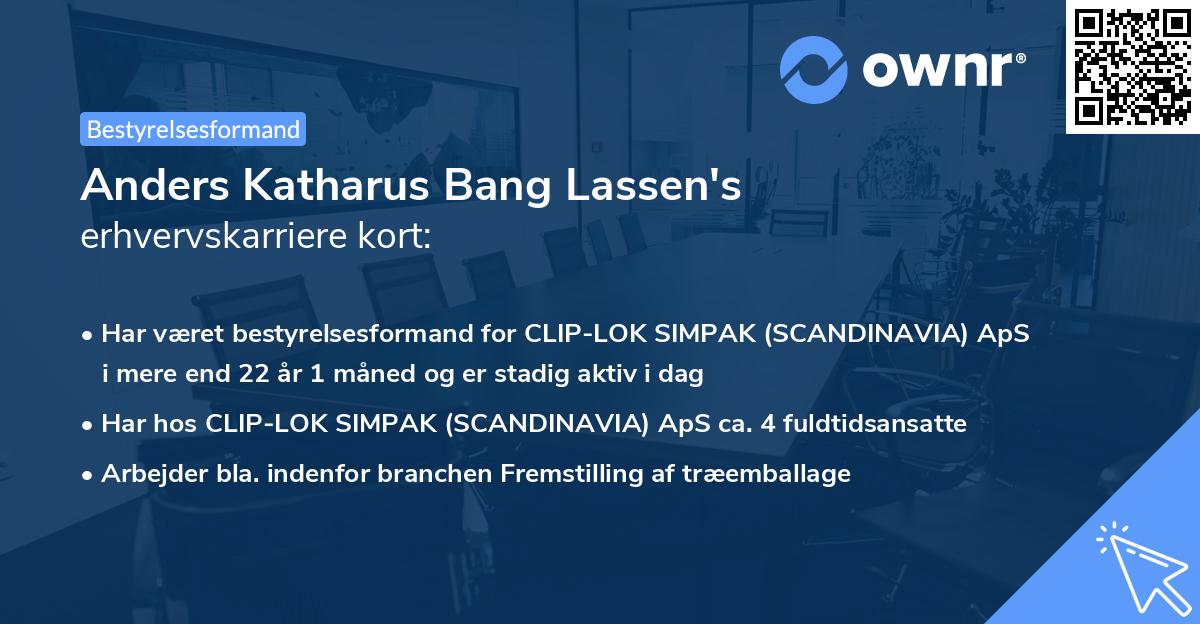 Anders Katharus Bang Lassen's erhvervskarriere kort