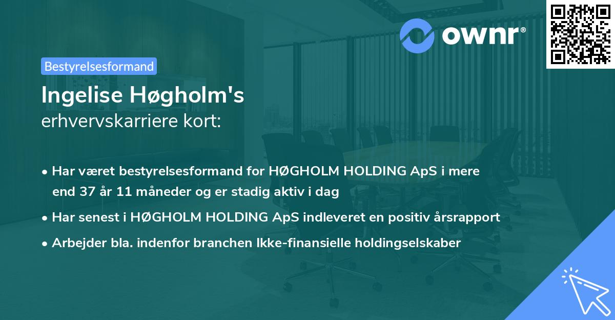 Ingelise Høgholm's erhvervskarriere kort