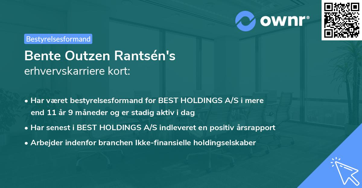 Bente Outzen Rantsén's erhvervskarriere kort