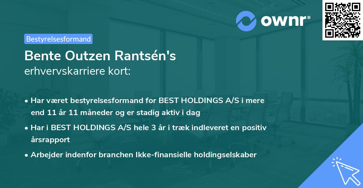 Bente Outzen Rantsén's erhvervskarriere kort