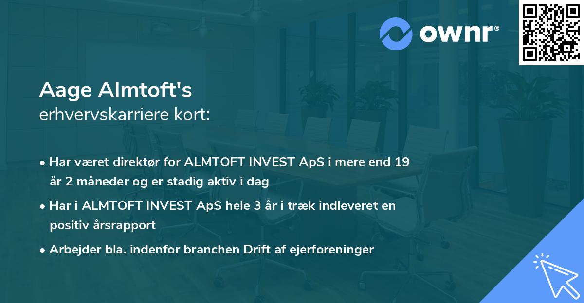 Aage Almtoft's erhvervskarriere kort