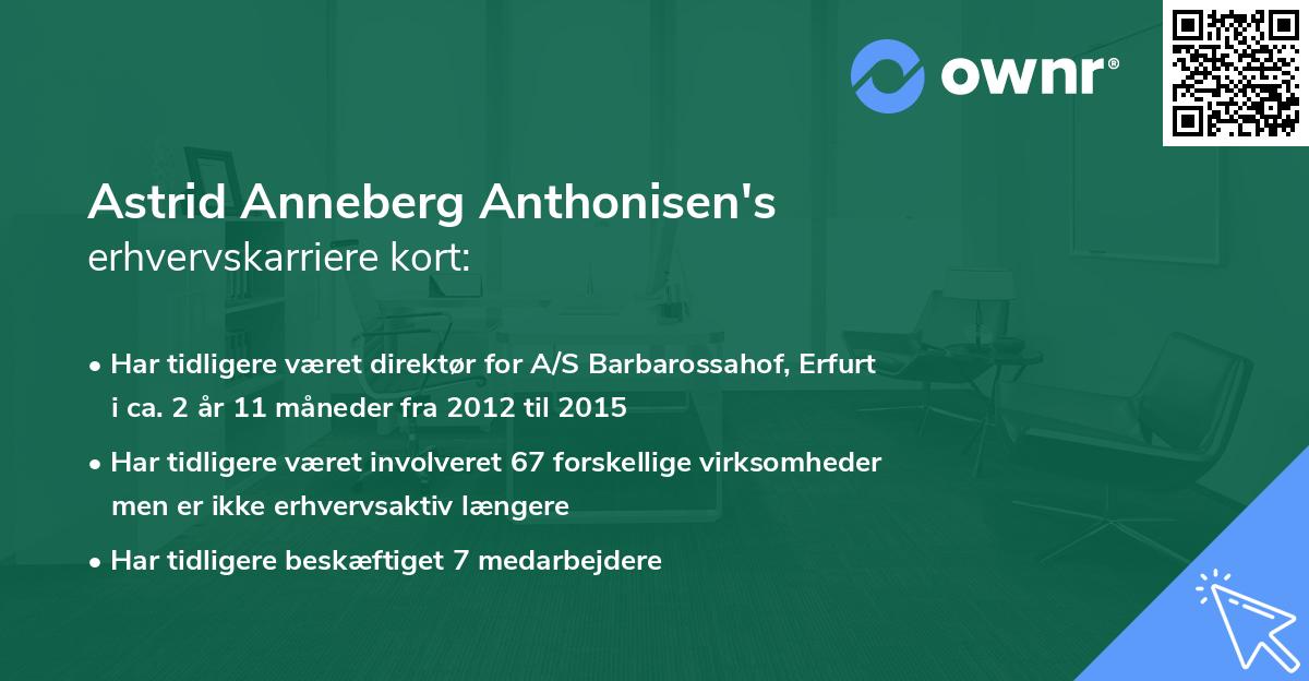 Astrid Anneberg Anthonisen's erhvervskarriere kort