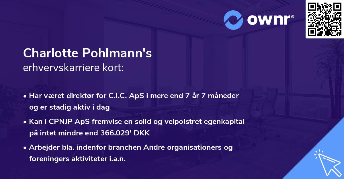Charlotte Pohlmann's erhvervskarriere kort
