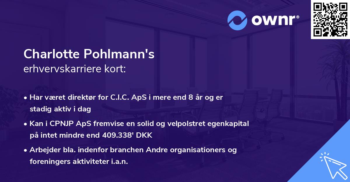 Charlotte Pohlmann's erhvervskarriere kort