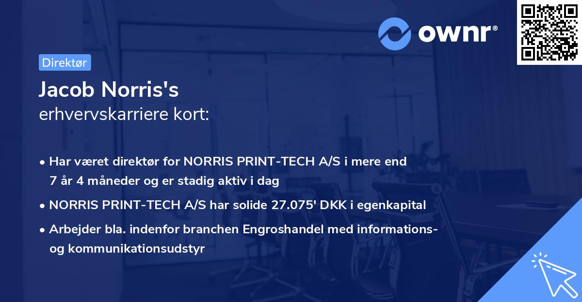 Jacob Norris's erhvervskarriere kort