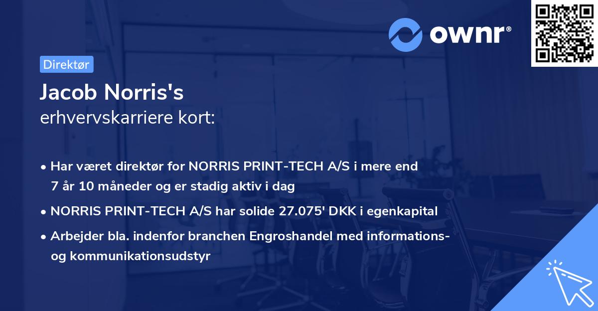 Jacob Norris's erhvervskarriere kort