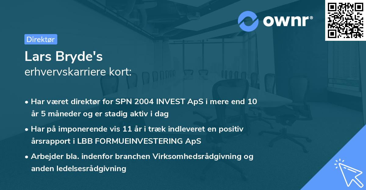 Lars Bryde's erhvervskarriere kort