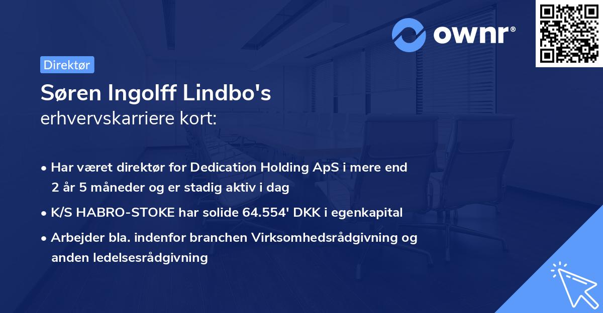 Søren Ingolff Lindbo's erhvervskarriere kort