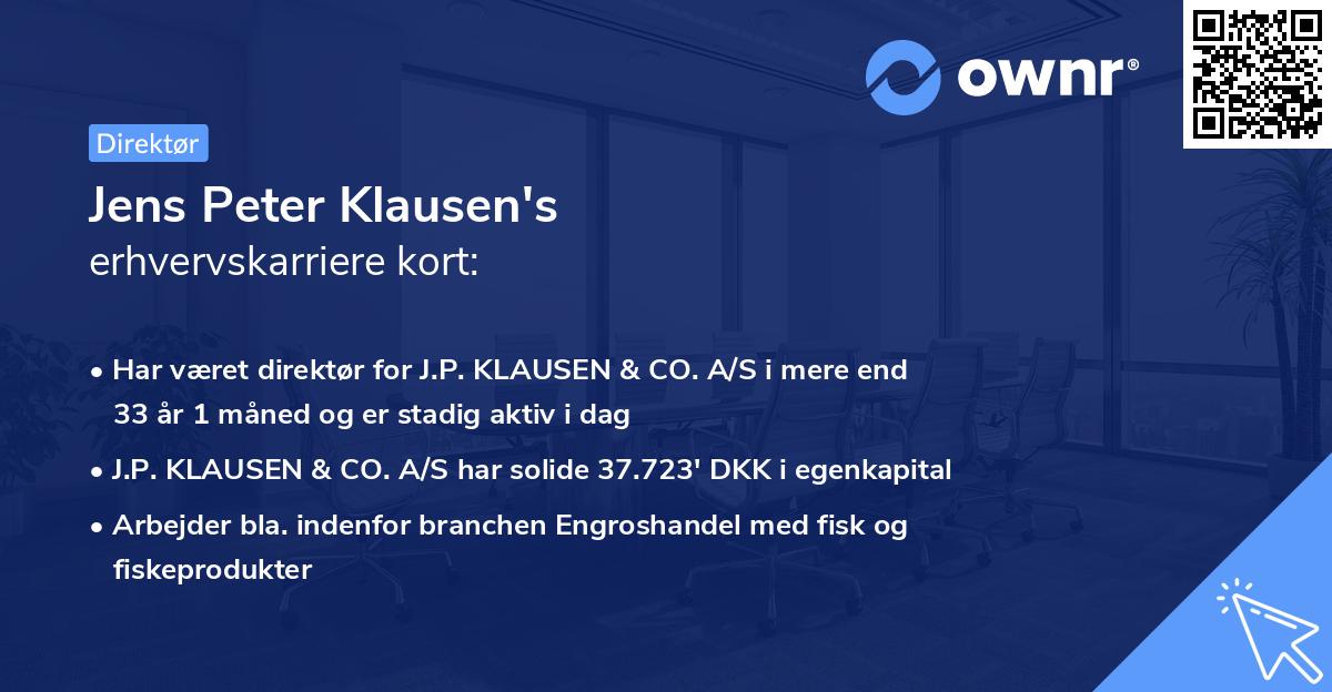 Jens Peter Klausen's erhvervskarriere kort