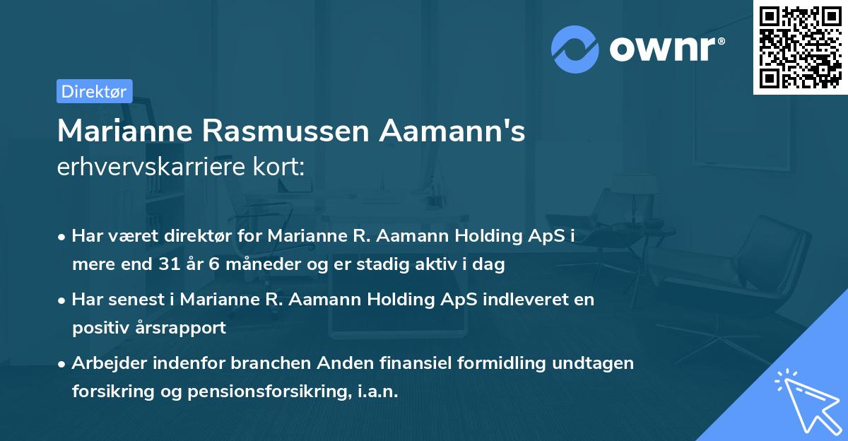 Marianne Rasmussen Aamann's erhvervskarriere kort