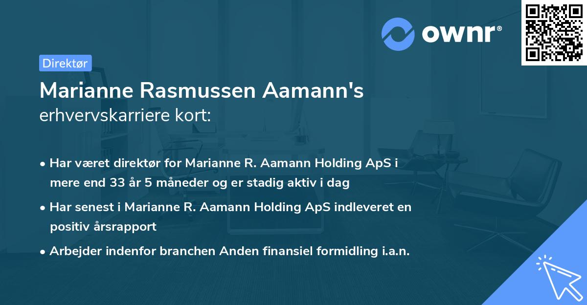 Marianne Rasmussen Aamann's erhvervskarriere kort