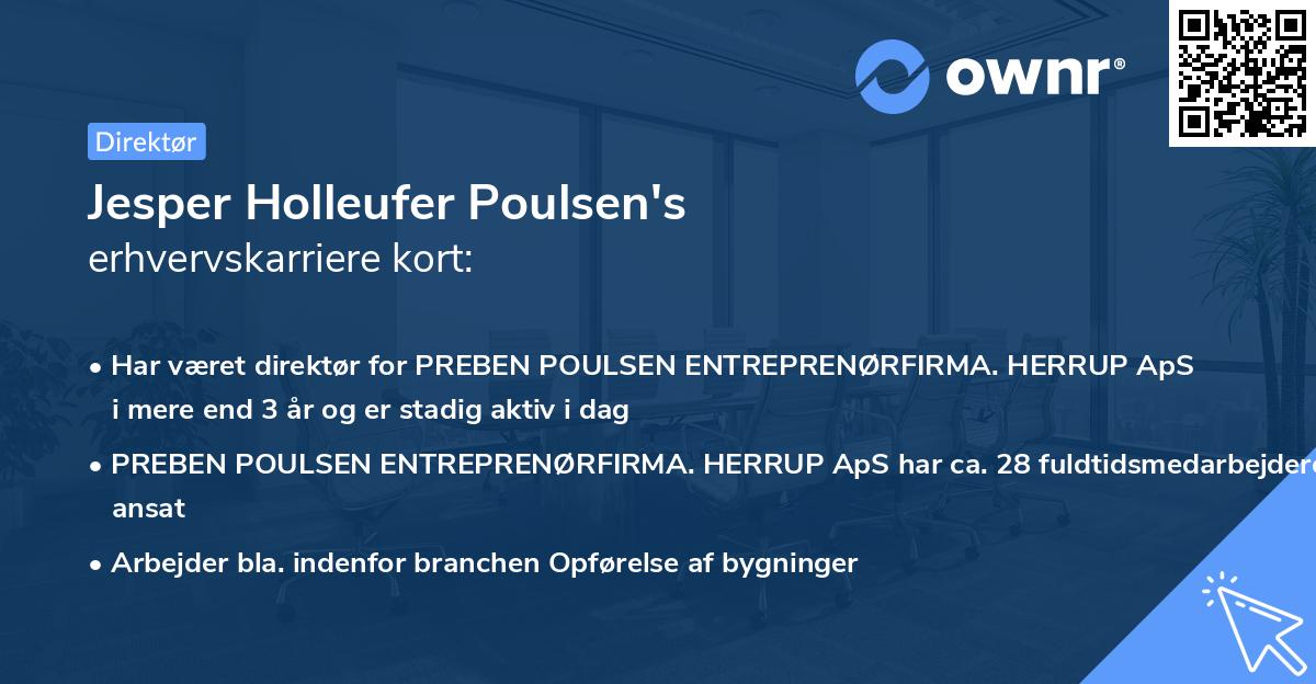 Jesper Holleufer Poulsen's erhvervskarriere kort