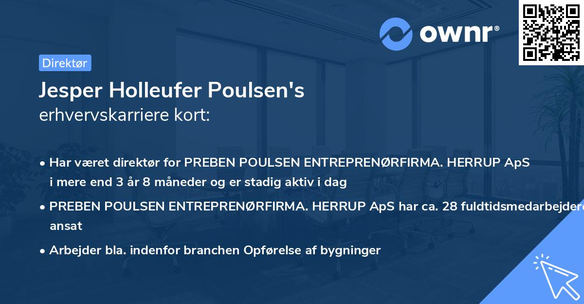 Jesper Holleufer Poulsen's erhvervskarriere kort