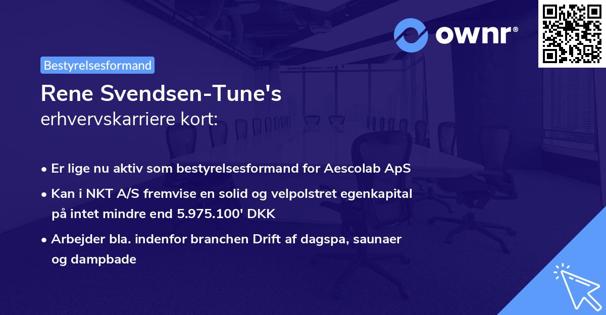 Rene Svendsen-Tune's erhvervskarriere kort