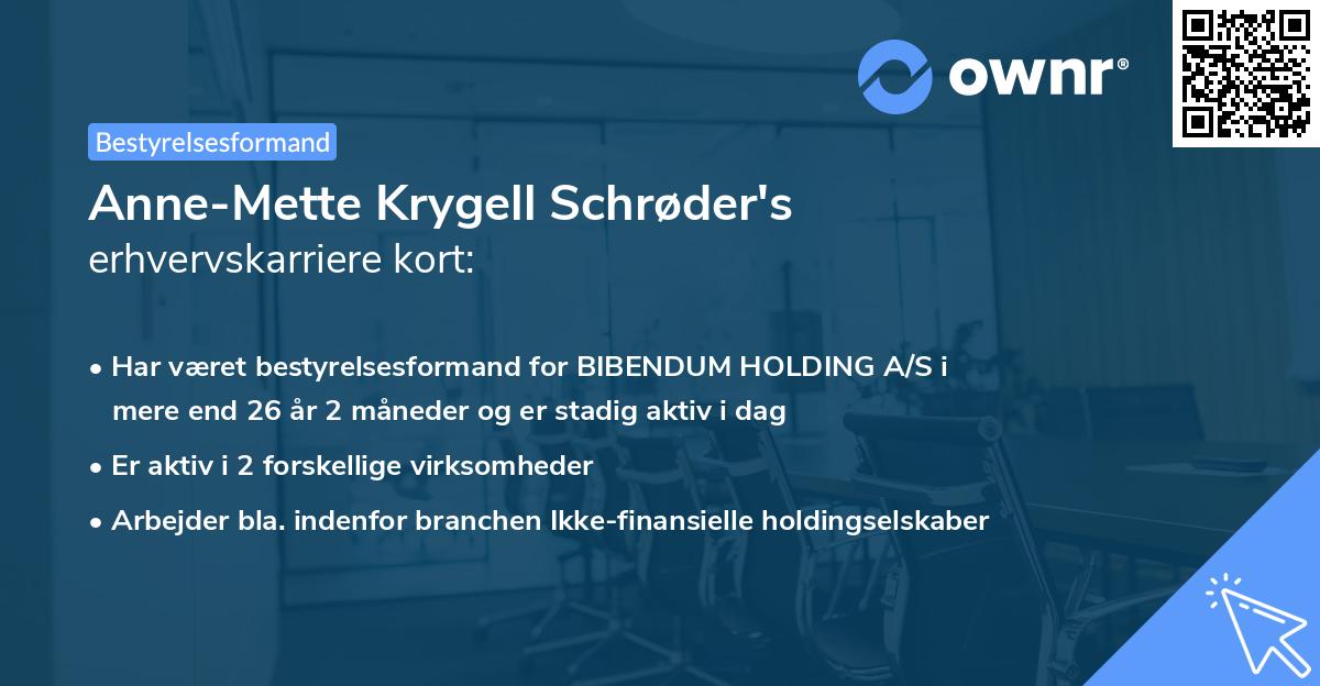 Anne-Mette Krygell Schrøder's erhvervskarriere kort