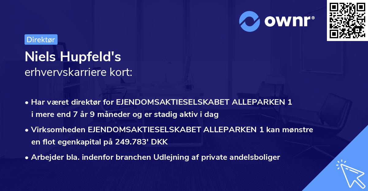 Niels Hupfeld's erhvervskarriere kort