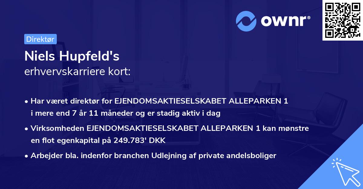 Niels Hupfeld's erhvervskarriere kort
