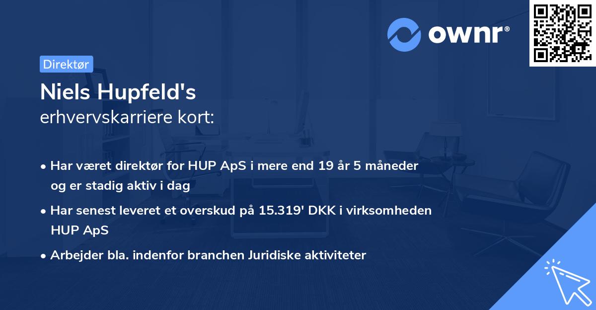 Niels Hupfeld's erhvervskarriere kort