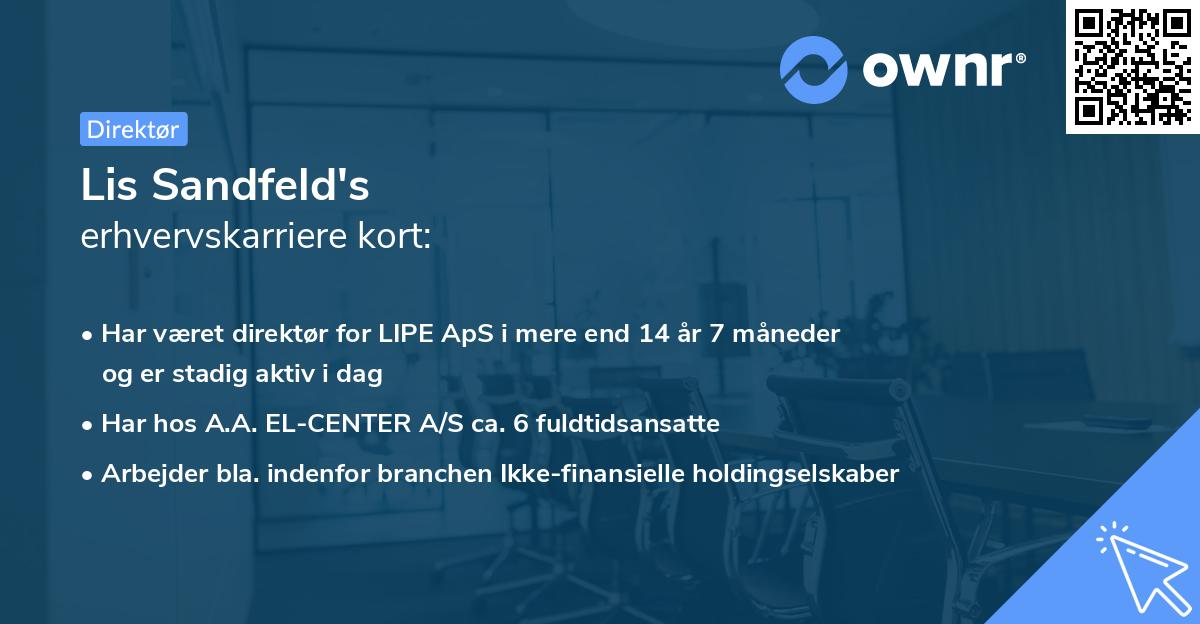 Lis Sandfeld's erhvervskarriere kort